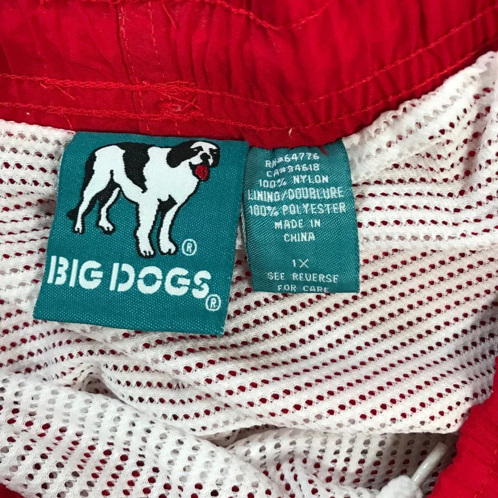 Big Dogs Mens Red Swim Trunks Board Shorts Mesh Lined Size 1X Nylon Athletic